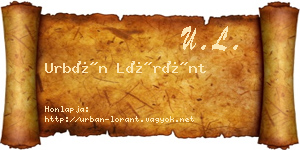 Urbán Lóránt névjegykártya